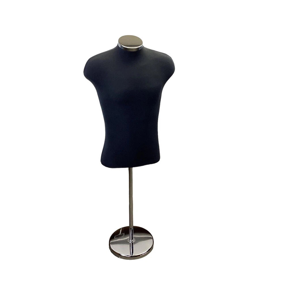 Black Shirt Form & Neckblock Mannequin W/ Metal Stand, Adjustable