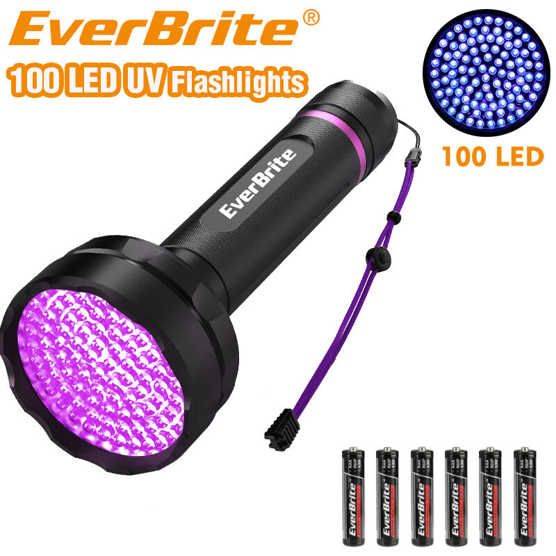 EverBrite Black Light Flashlight 100 LED UV Flashlights 395 nm