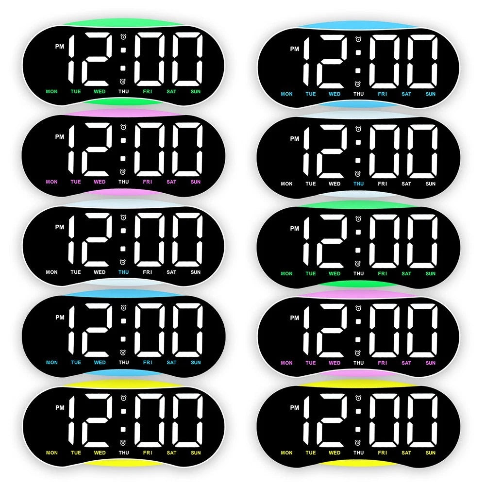 Led Wall Clock Featuring Full Screen Readout Adjustable Brightness