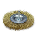 4" Crimped Wire Wheel Brush Brass Coated 1/4" Hex Shank for Die Grinder or Drill
