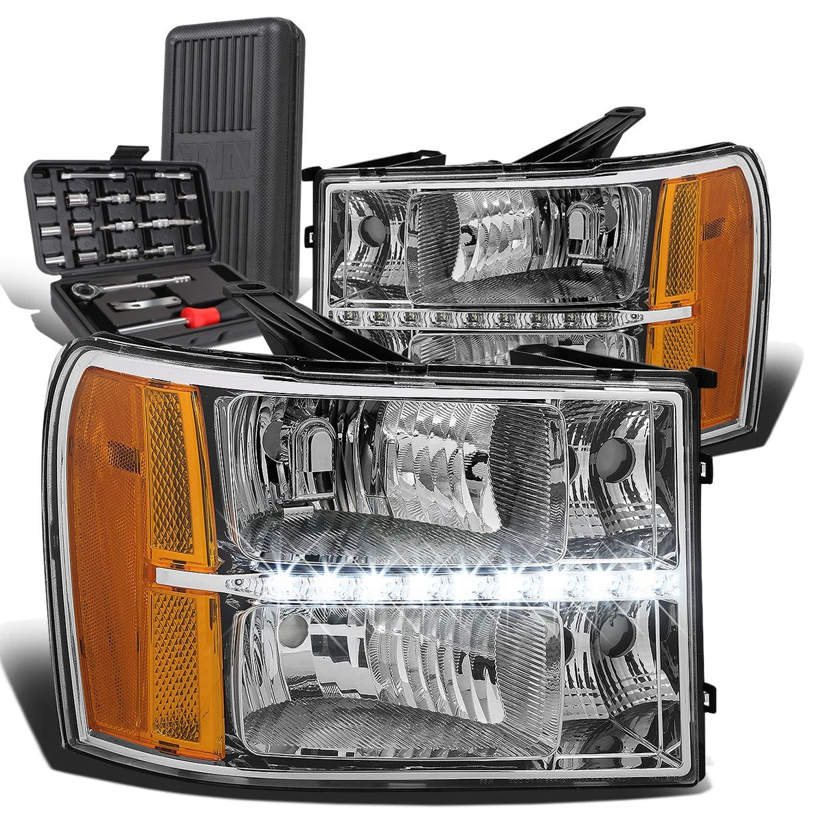For 2007-2014 Gmc Sierra Led Drl Chrome Housing | Built Supply Co