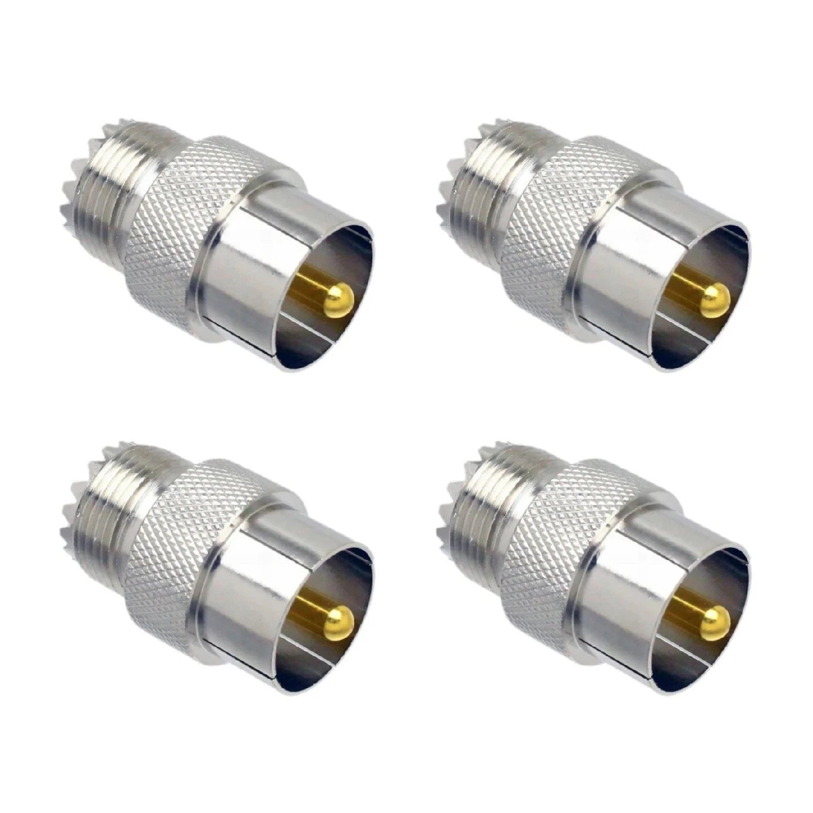 4 Pack Uhf Male To Female Slide On Coaxial Adapter Pl259 To So239 Rf