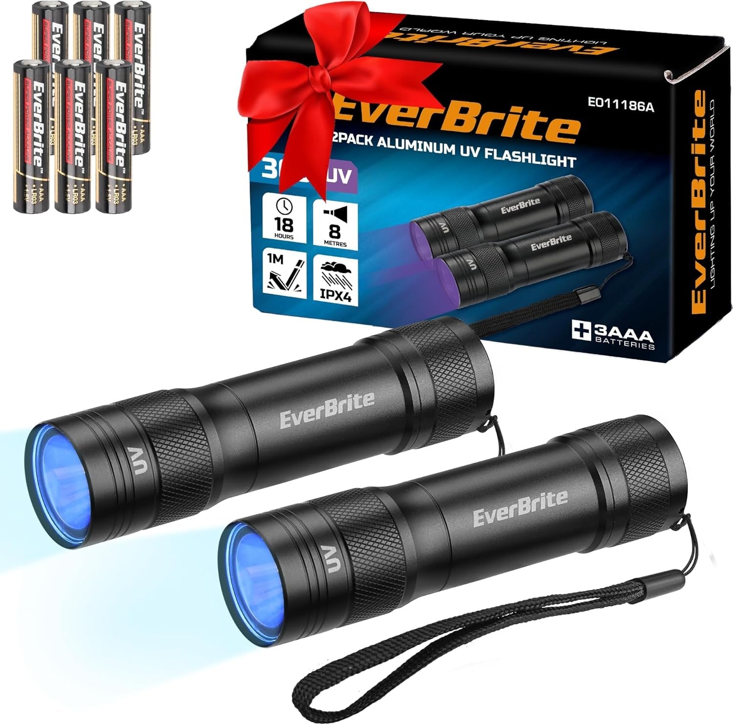 EverBrite 2 Pack LED UV Flashlight 365nm Blacklight Flashlight Small