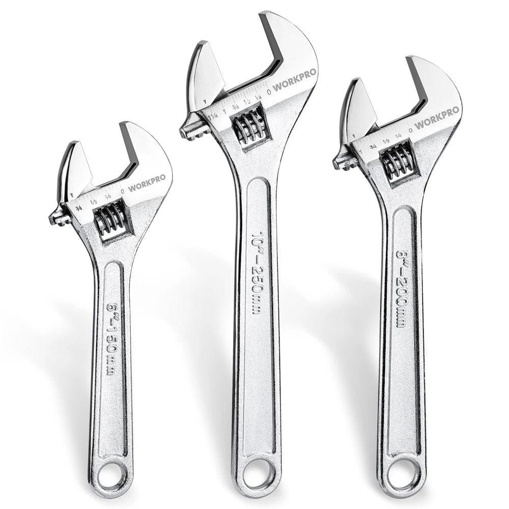 Workpro 6" 8" 10" Adjustable Wrench Set Forged | Built Supply Co