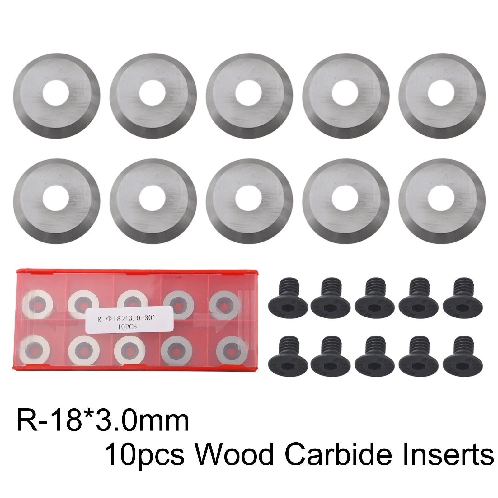 Carbide Cutter Set Includes 10 Round Inserts For Effective Wood