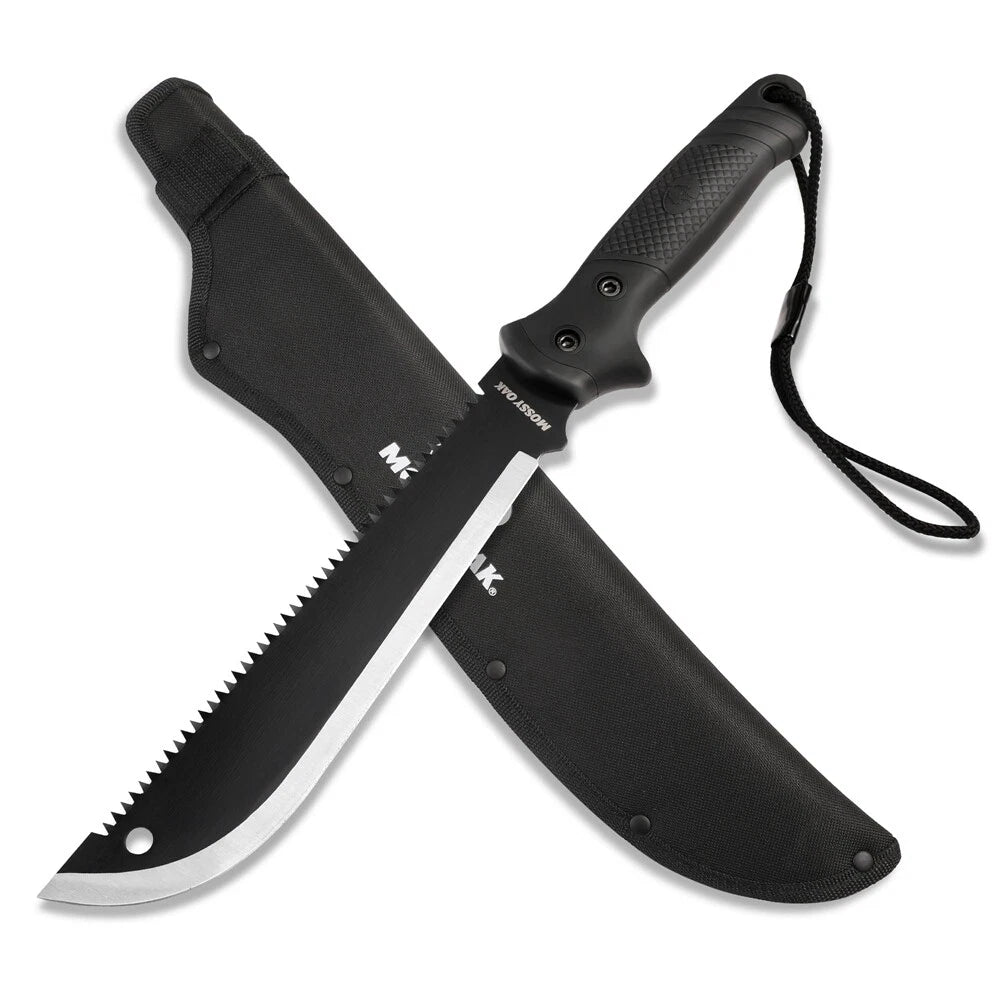 MOSSY OAK Machete with Saw 19" Sharp Machete with Sheath No-Slip Handle Machetes