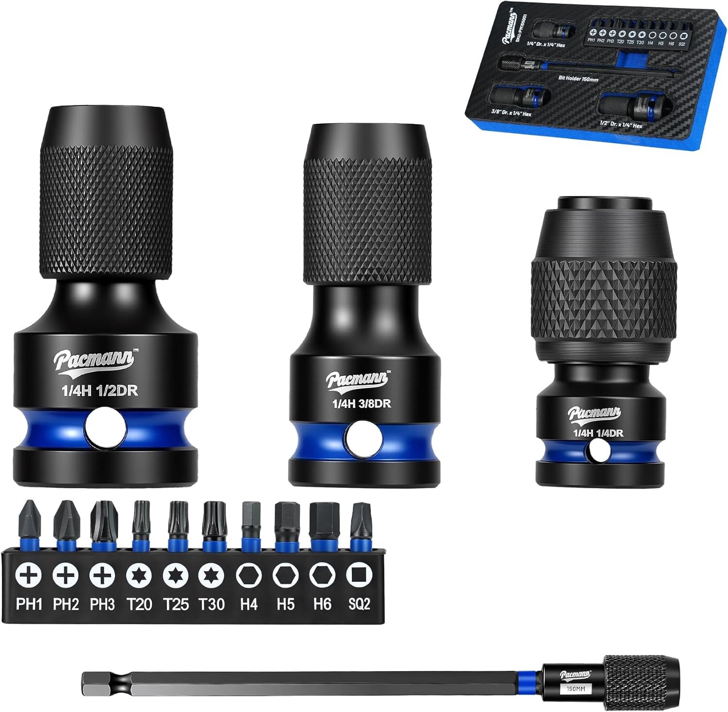 Impact to 1/4 Hex Converter, 1/2 3/8 1/4-INCH Drive Female to 1/4-Inch