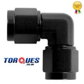 AN -10 (AN10) 90 Degree Female to Female FORGED Adapter Black