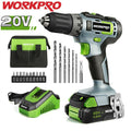 WORKPRO 20V Electric Cordless Drill Driver Kit 3/8''Chuck Dr