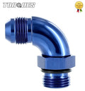 AN -8 (AN8 AN 08) to ORB-8 (3/4" UNF) O-Ring Boss 90 Degree Full Flow