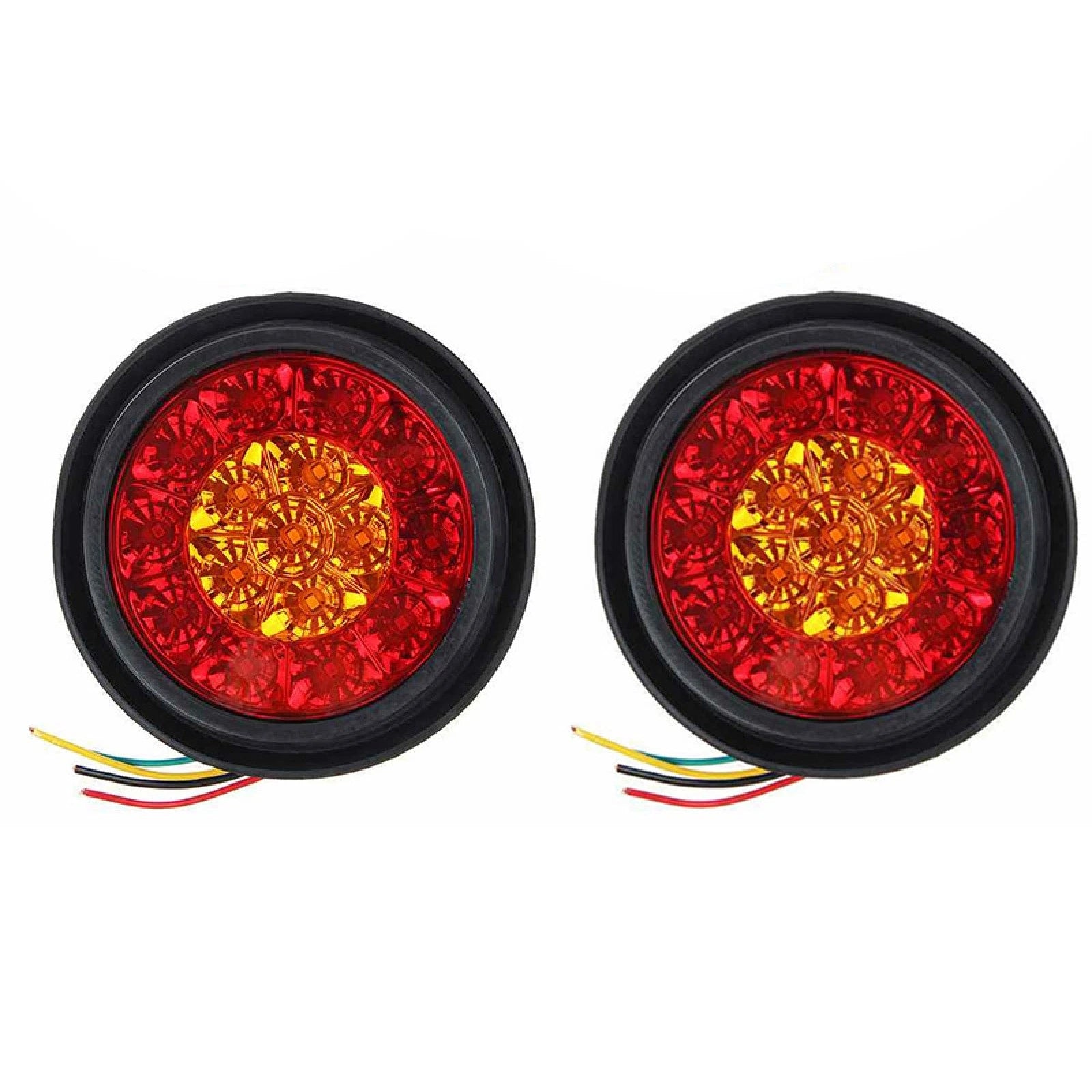 12V 16-LED Car Round Amber Red Taillights Vehicle Rear Fog Light