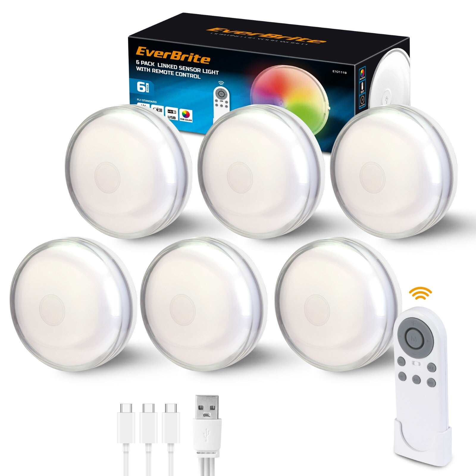 6-Pack Puck Lights with Remote