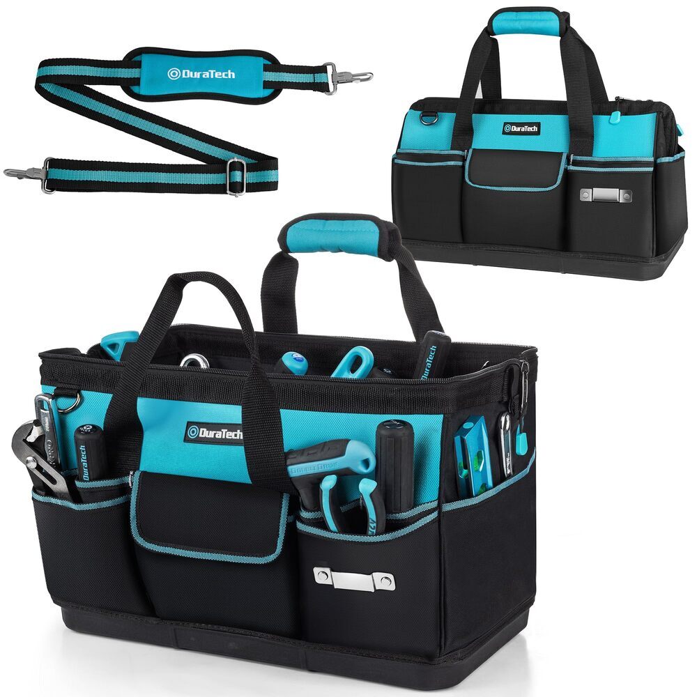 DURATECH 18-Inch Heavy Duty Tool Bag with Zipper and Hard Bottom