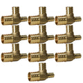 10 Pack  XFITTING 1" x 1/2' x 3/4" PEX-B Barb Tee, Lead