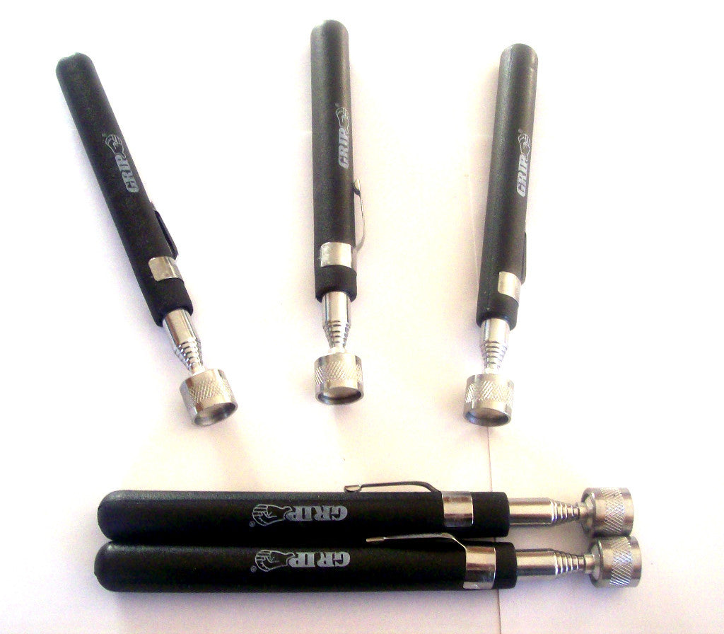 5 GRIP TOOLS 8LB TELESCOPING PICK-UP MAGNETS 33" LONG WITH CAP AND POCKET CLIPOp