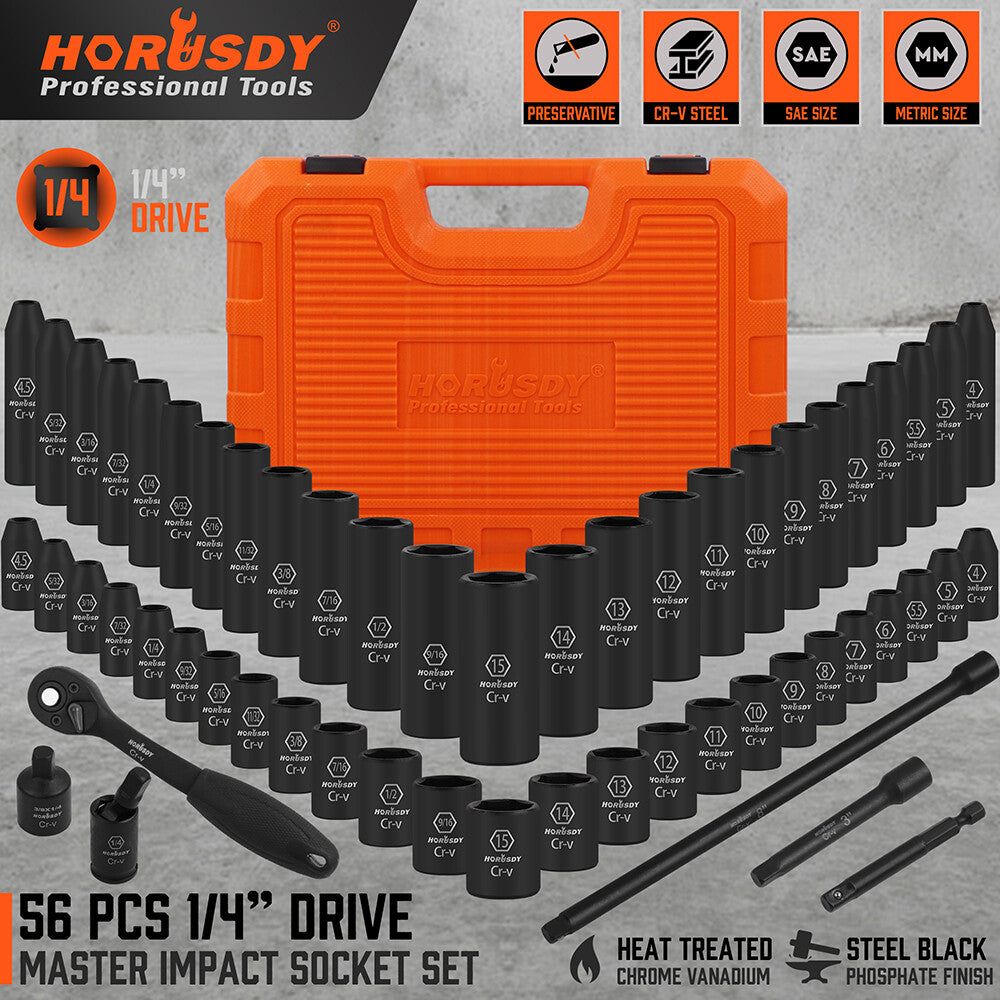 56PC 1/4" Drive Impact Deep Socket Set by Unbranded