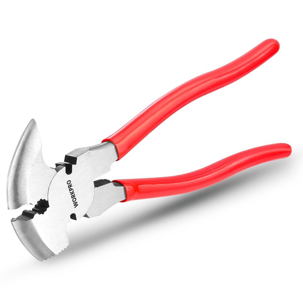 WORKPRO Fencing Plier 10-inch Multi Tool Fence Plier Staple Puller Cutting Plier