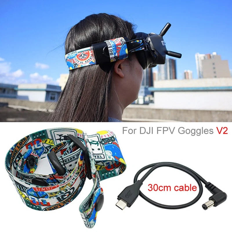 Elastic Head Strap Elastic Band Headband/30cm Cable For Dji Fpv
