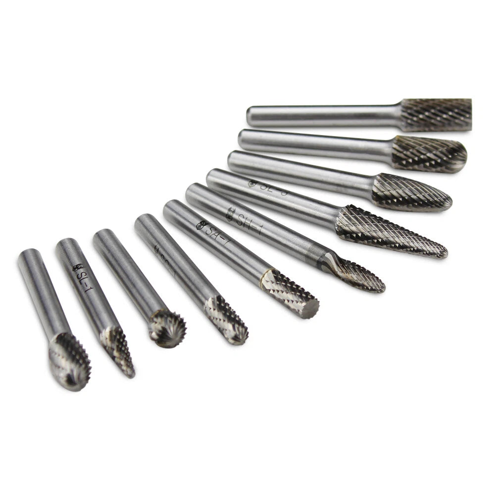 BHA Tungsten Carbide Burr Rotary Files Grinder Bits, Double Cut - 1/4 Inch Shank