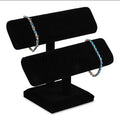 Black Velvet Double Oval T Bar Jewelry Bracelet Holder Display For