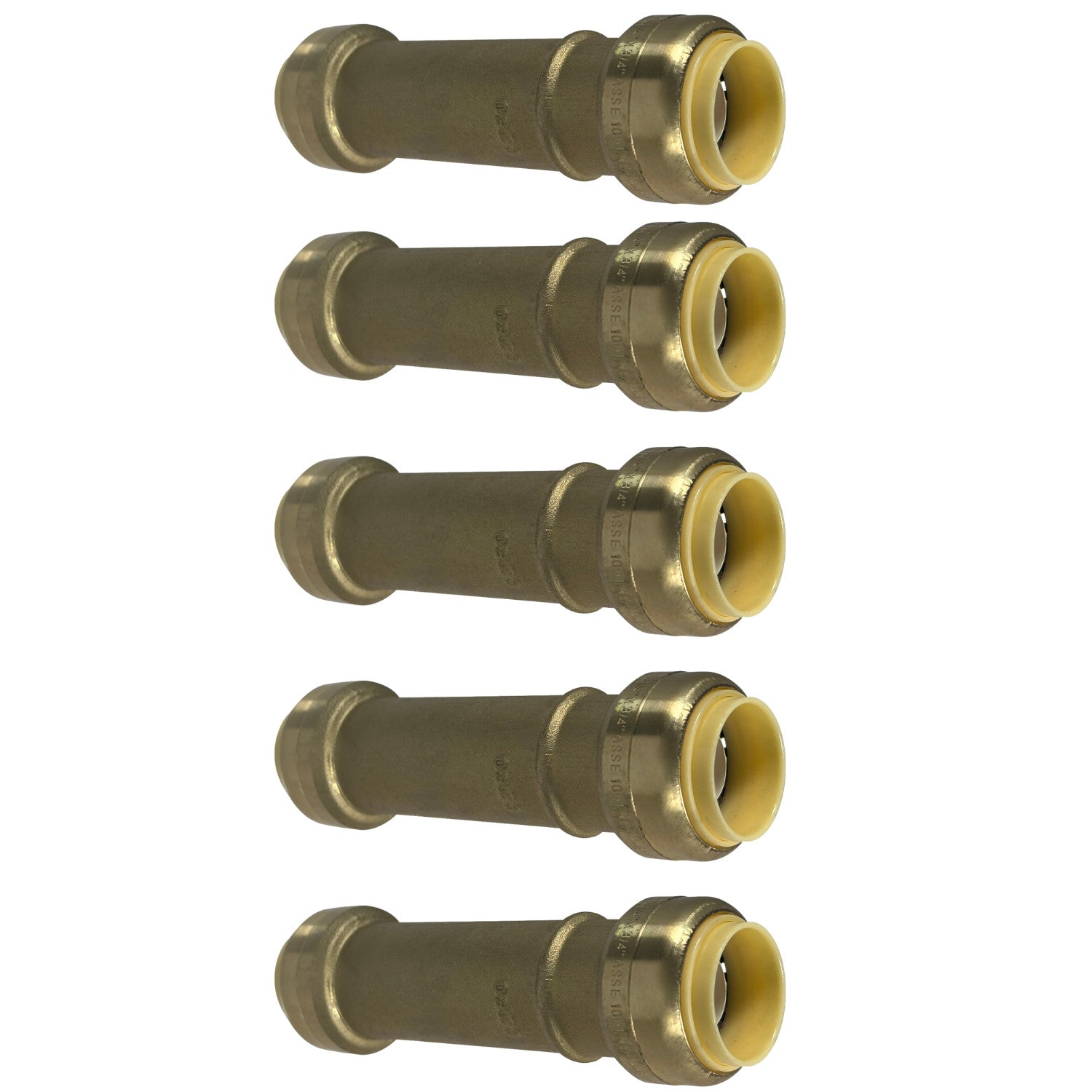 XFITTING 5 Pack 3/4" Push Fit Slip Coupling - Brass