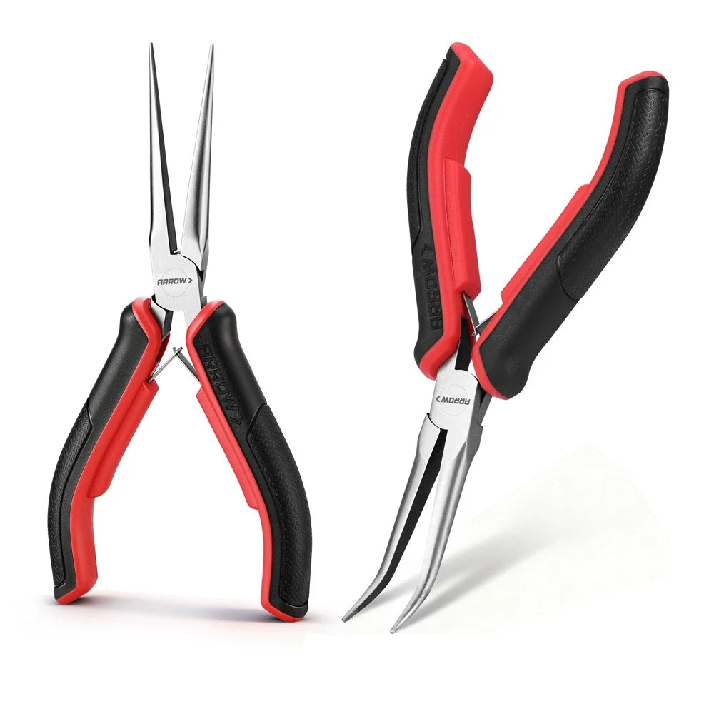 Arrow 2-piece 6" Needle Nose Pliers Set Bent Nose Pliers & Mini Long