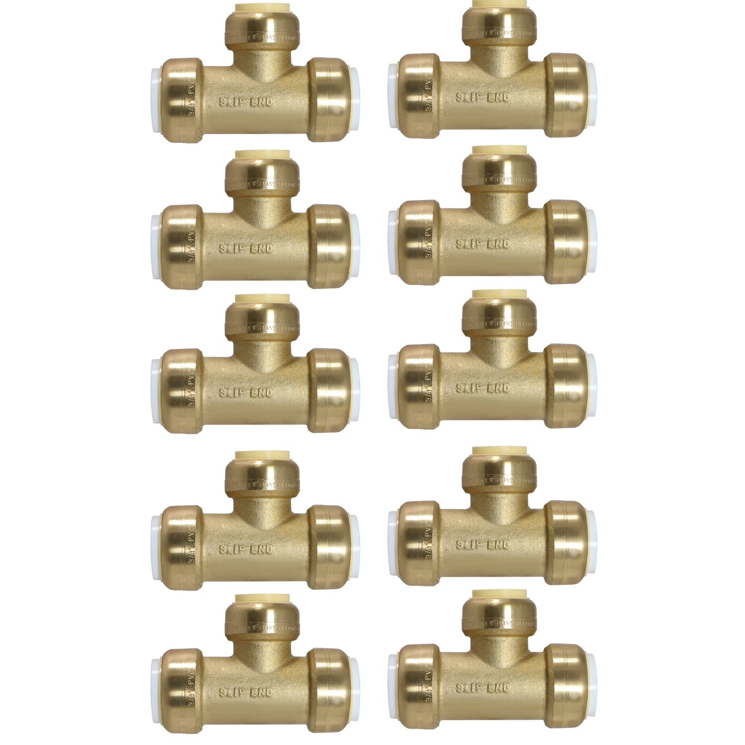 XFITTING 3/4" PVC Push Fit Tee 10 Pack