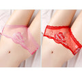 For 2) Sexy Embroidery Floral Lace Panties Women Transparent Mesh