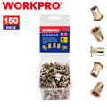 WORKPRO 150PC Rivet Nut 1/4"-20 Zinc Plated Rivnut Flat Head Threaded