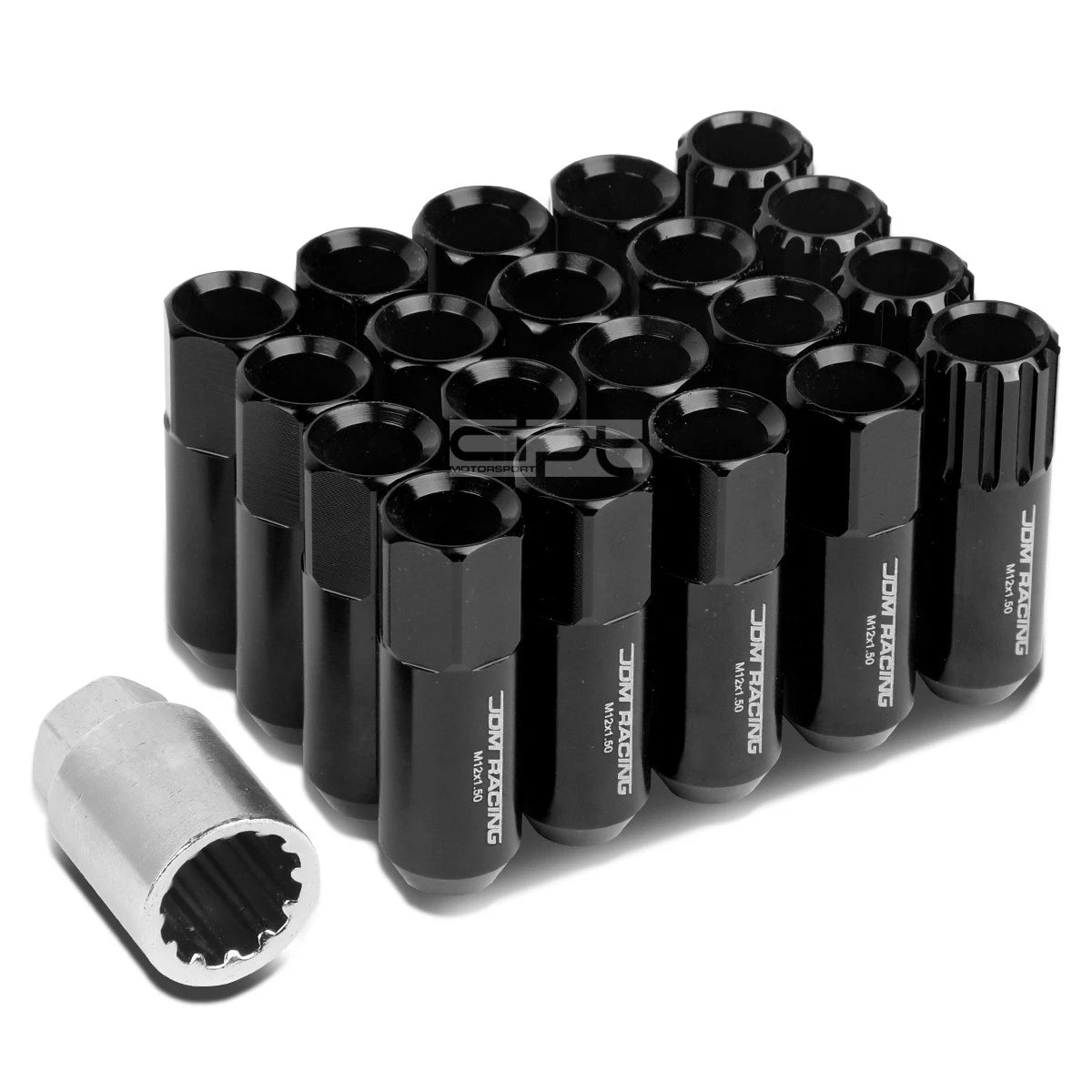 Aluminum Black 16 Lug+4 Lock Nuts+adapter M12x1.5 | Built Supply Co
