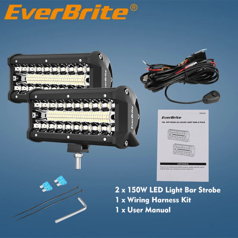Everbrite 7" 150W Led Light Bar Spot Flood Off Road Fog Driving Work