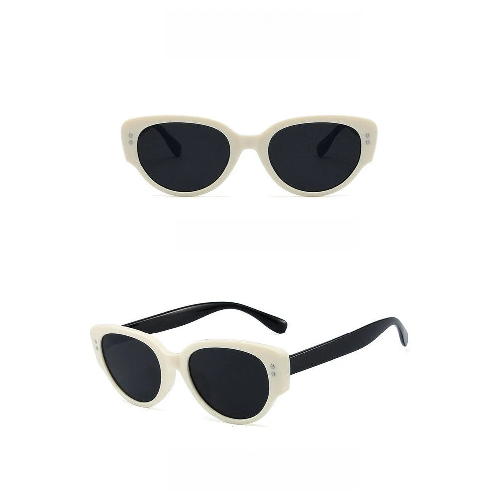 Women's Retro White Cat Eye Sunglasses Uv385 Protection Full Frame