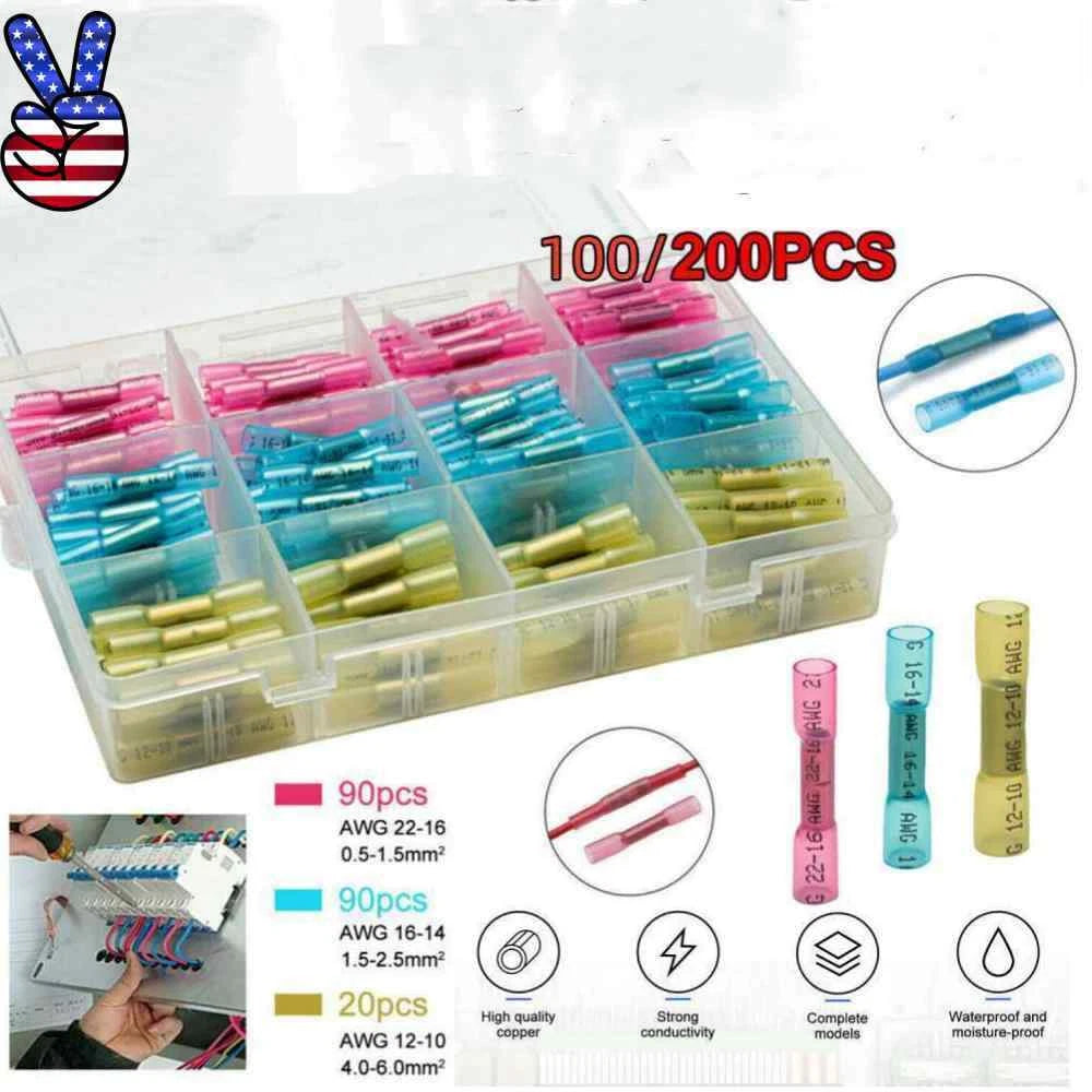 Heat Shrink Butt Wire Splice Connectors Seal Crimp Terminals Usa 200