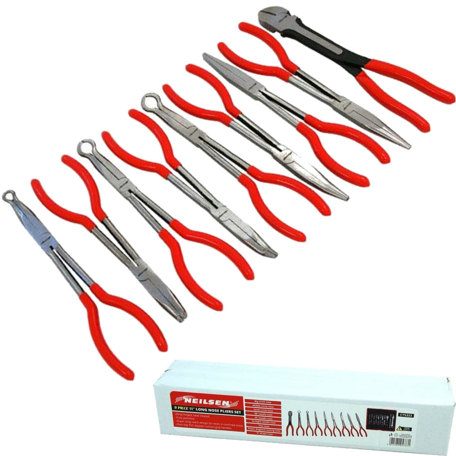Neilsen Extra Long Nose Pliers Set 9pc