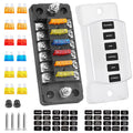 6 Way Fuse Block Blade Fuse Box with Negative Bus, 6 Circuit Fuse