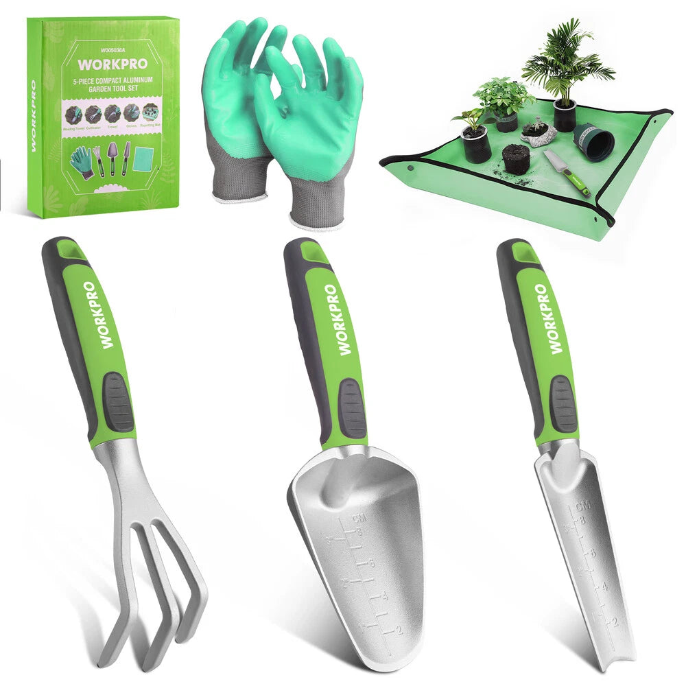 Workpro Green Garden Tool Set Aluminum Outdoor Garden Hand Tools