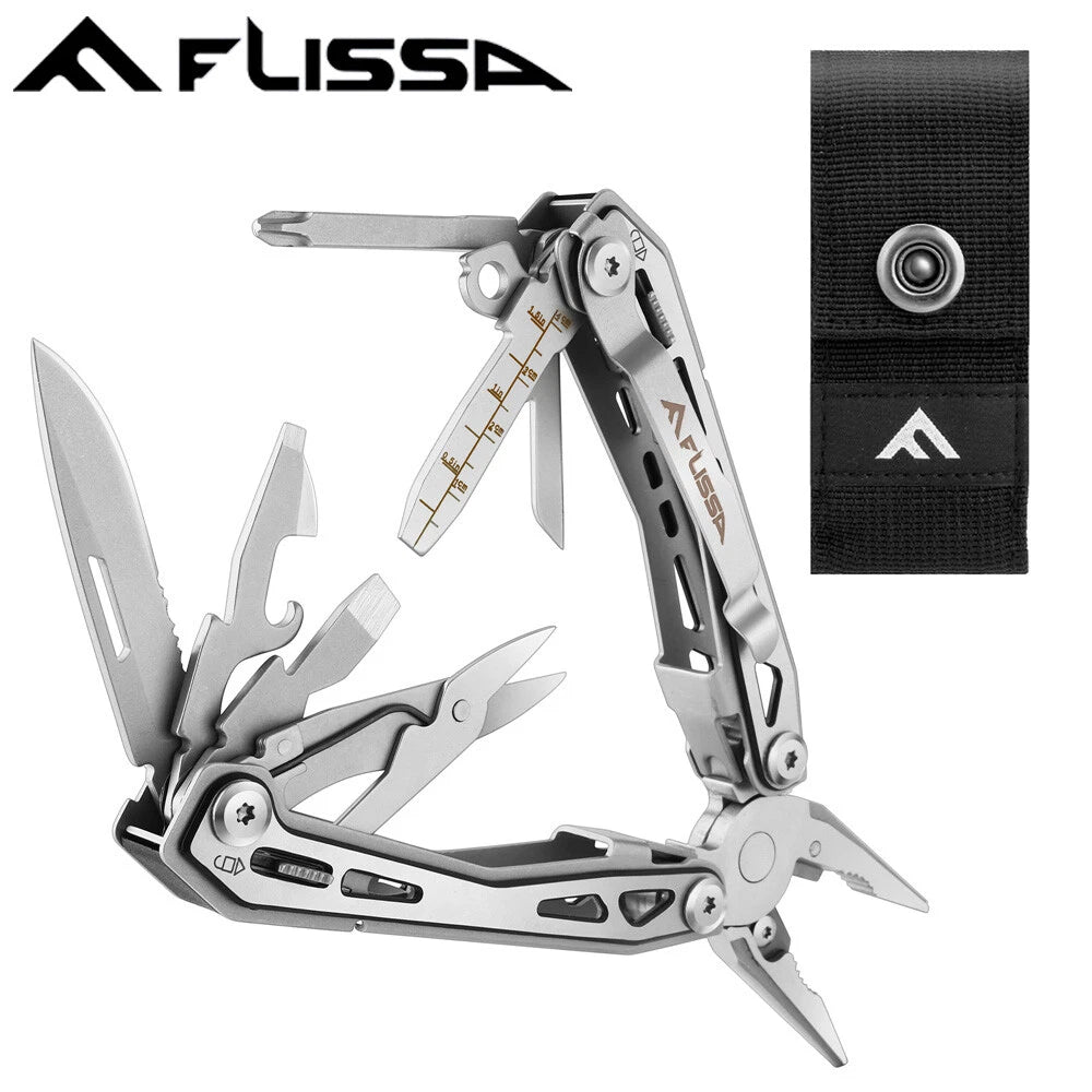 Flissa 16-in-1 Multi Tool Plier Knife Folding Compact Edc Multitool
