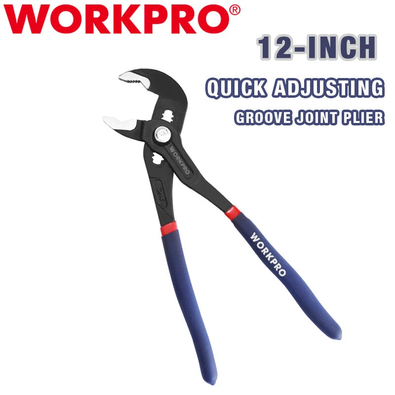 WORKPRO 12" Groove Joint Plier V-Jaw Water Pump Fast Adjust Groove Tongue Pliers