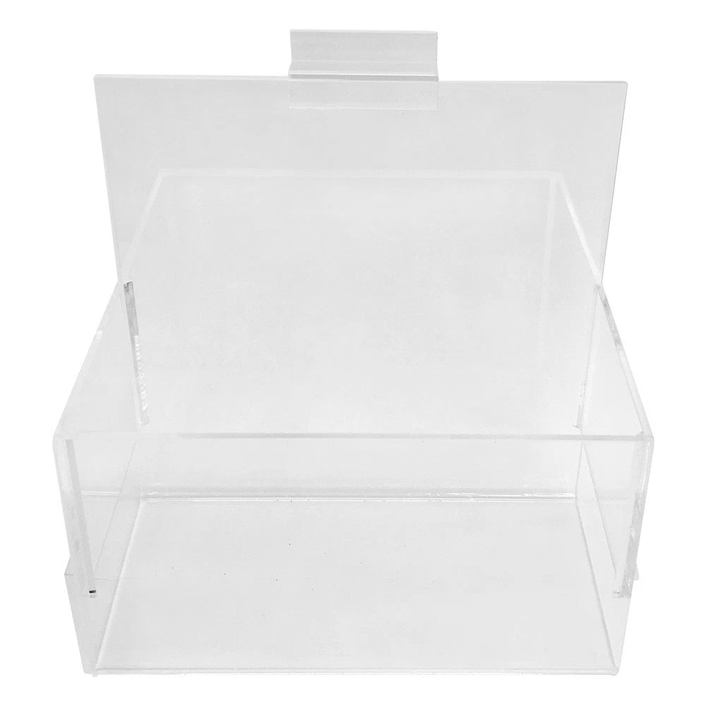 7 Inch X 4 Inch X 7 Inch Crystal Clear Acrylic Lucite Slatwall Bin