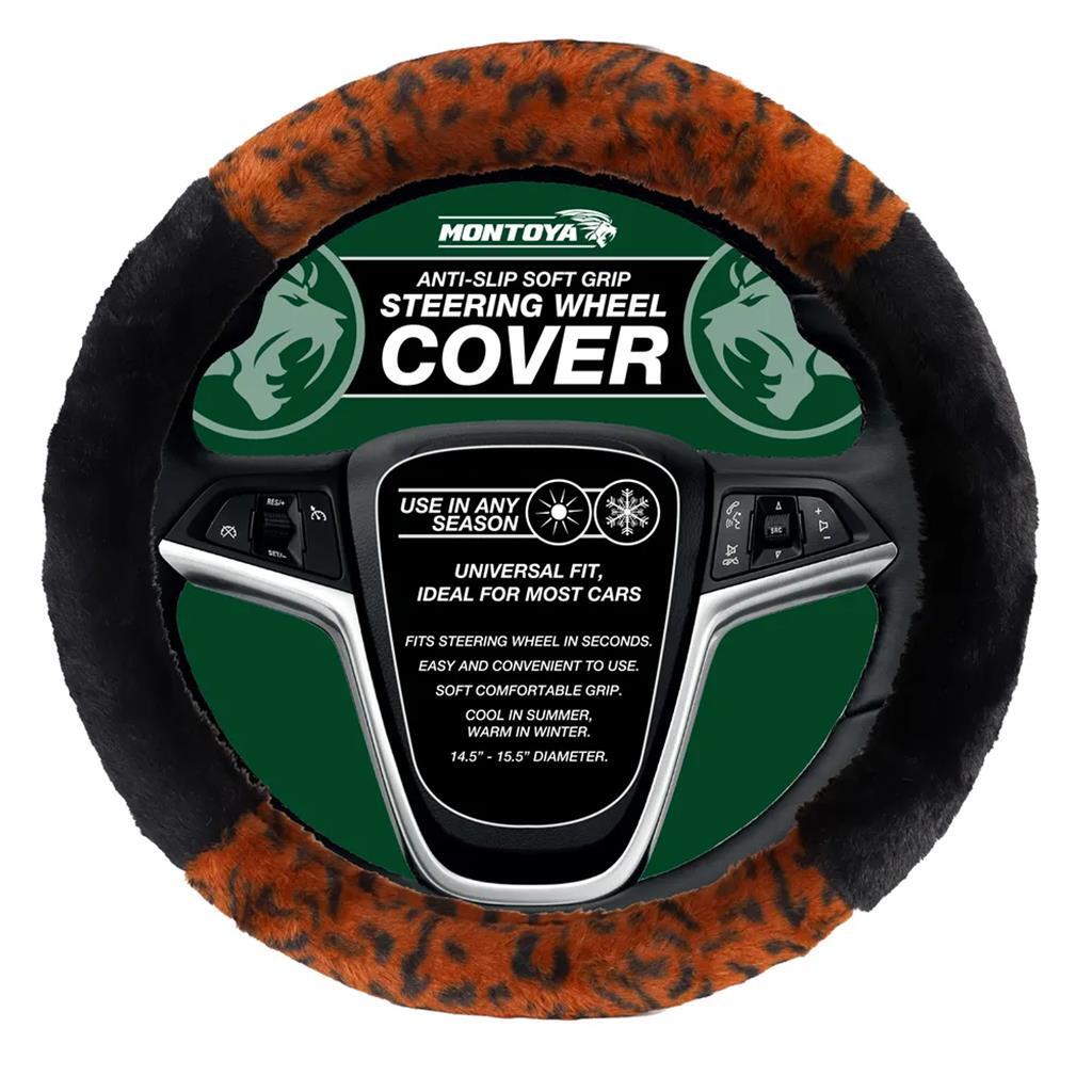 Montoya Steering Wheel Glove Cover Soft Grip Furry Leopard Print
