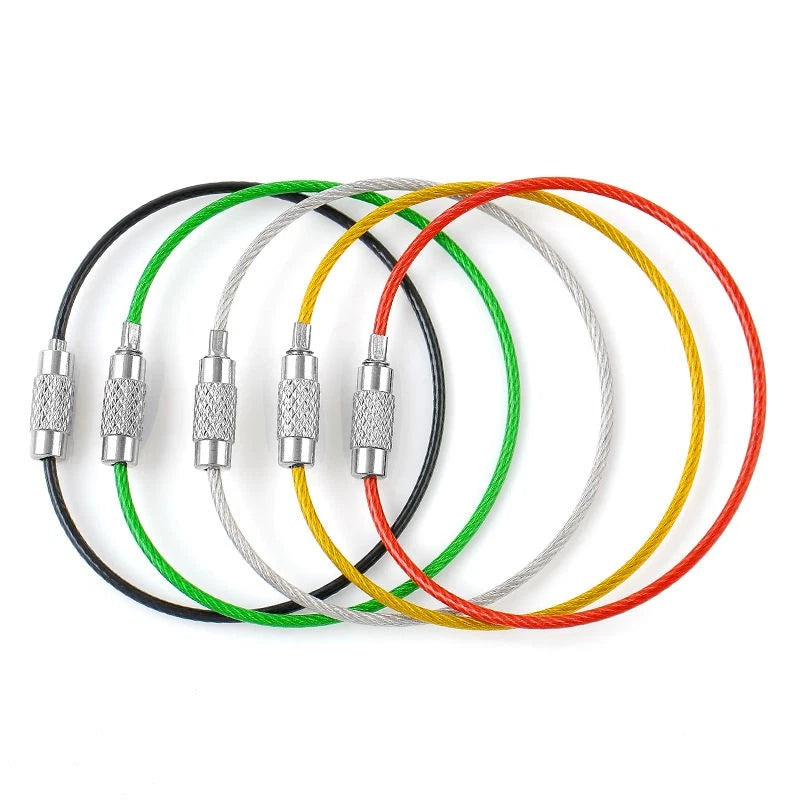 1.5mm Screw Locking Wire Keychain Cable Rope Key Holder Keyring Chain