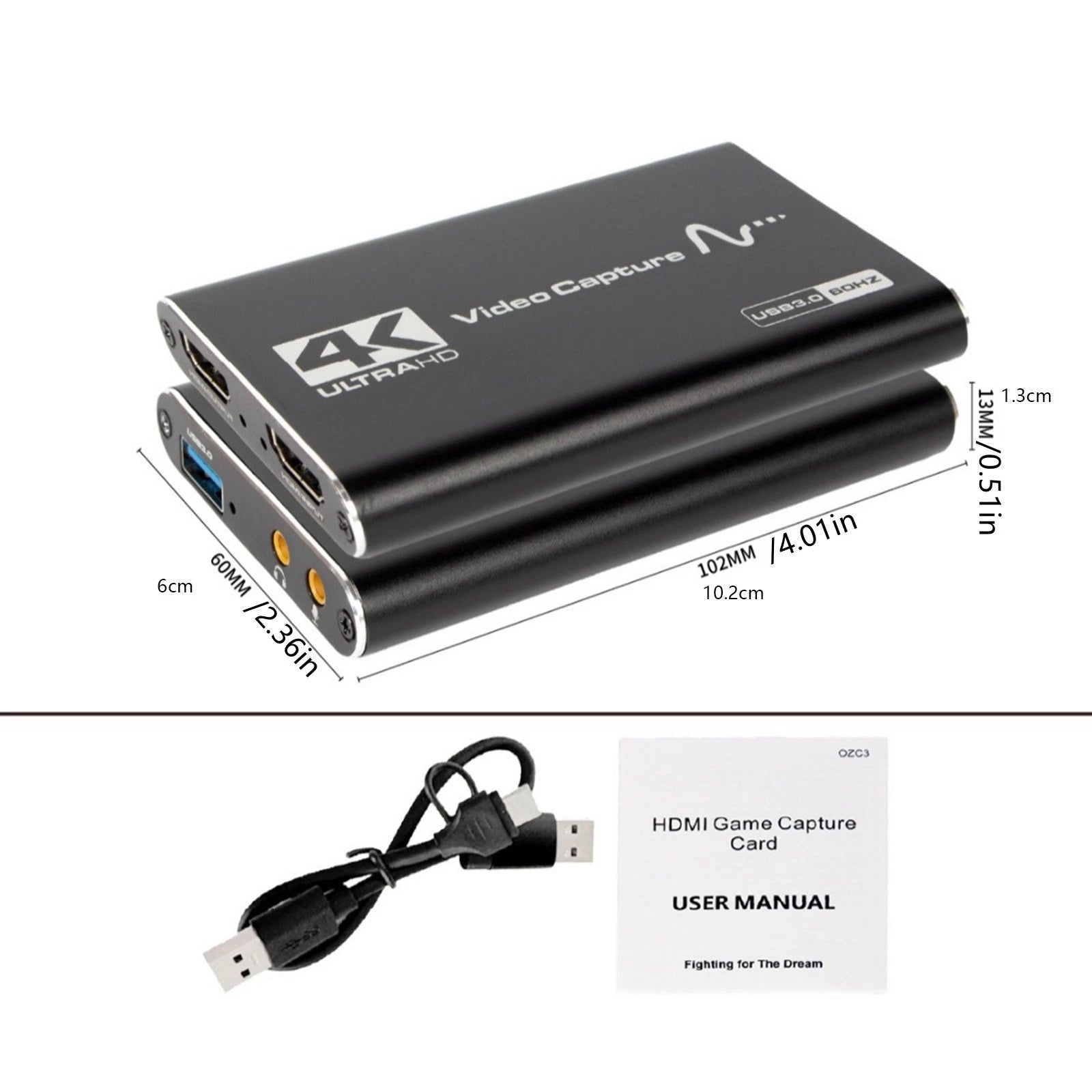4k Video Capture Card Zero Lag Loop Out Hdmi Usb 3.0 Device Hd 1080p