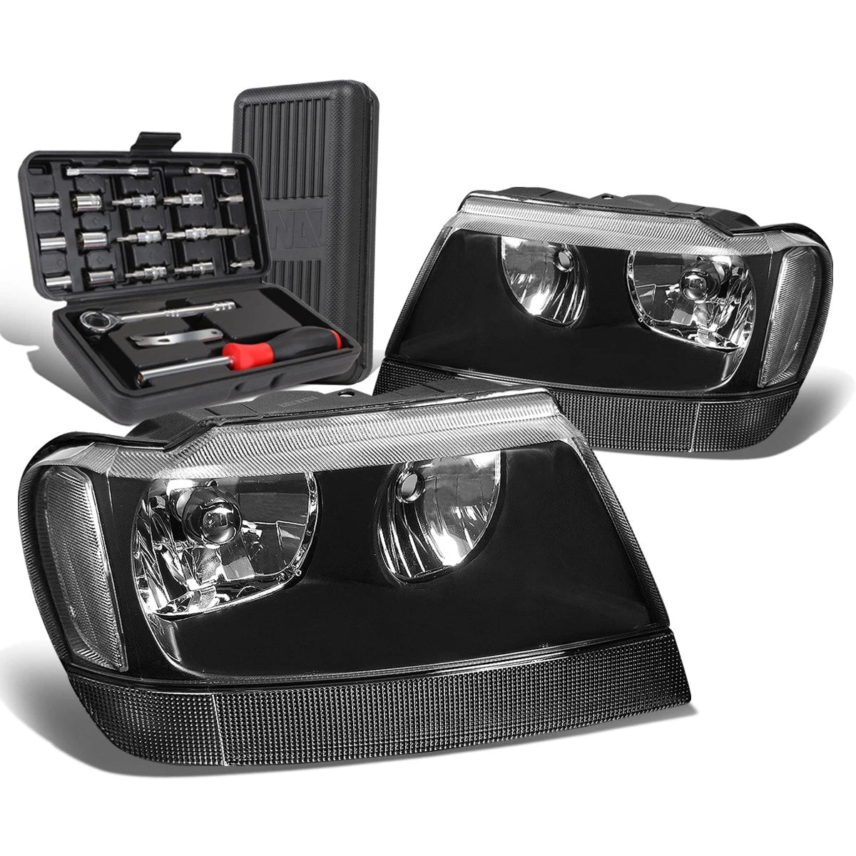 For 1999-2004 Grand Cherokee Pair Black/clear | Built Supply Co