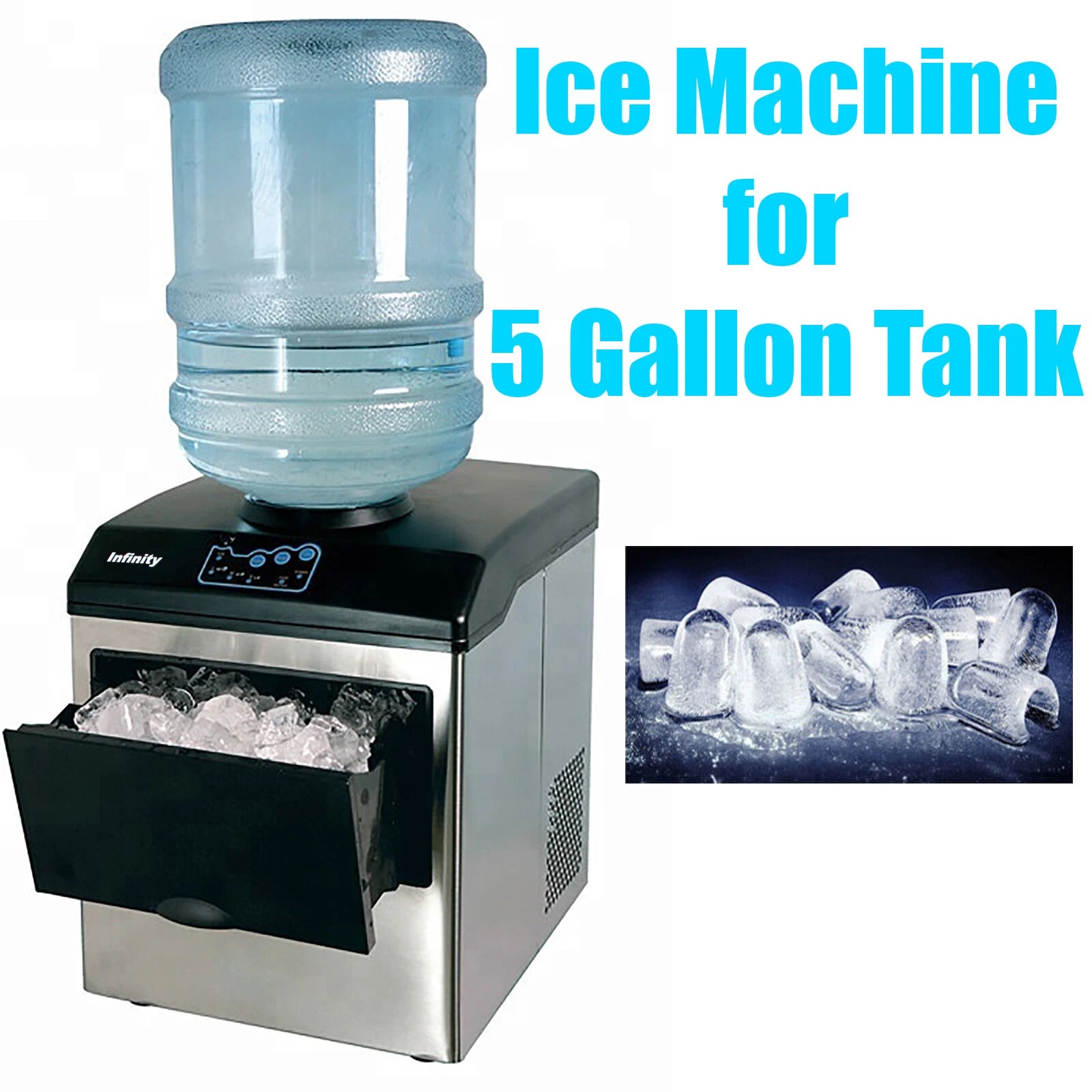 33 Lbs/day Portable Table Top Ice Maker Making Machine For 5 Gallon