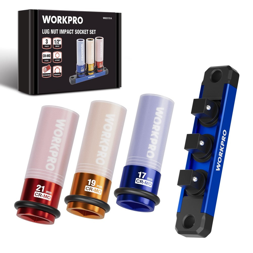 WORKPRO 3-Piece 1/2" Drive Lug Nut Impact Socket Set by WORKPRO