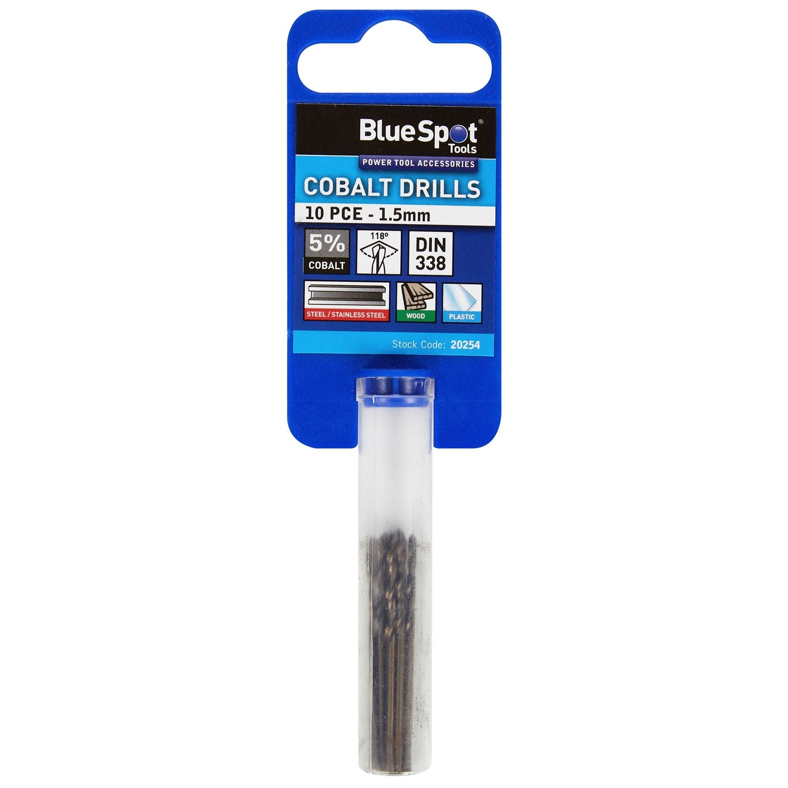 BlueSpot Metal Hss Cobalt Drill Bits Set 10pc 1.5mm For Steel Wood PlasticOpens 