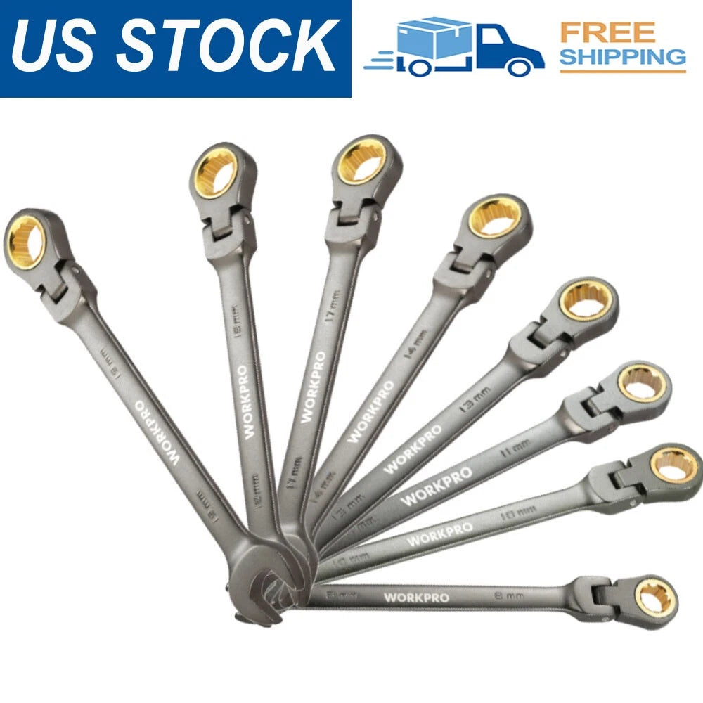 Workpro 8mm To 19mm Flex-head Ratcheting Combination Wrench 72 Teeth
