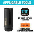 3/8" Dr 7/8" 22mm O2 Oxygen Sensor Socket Wrench Remover Installer