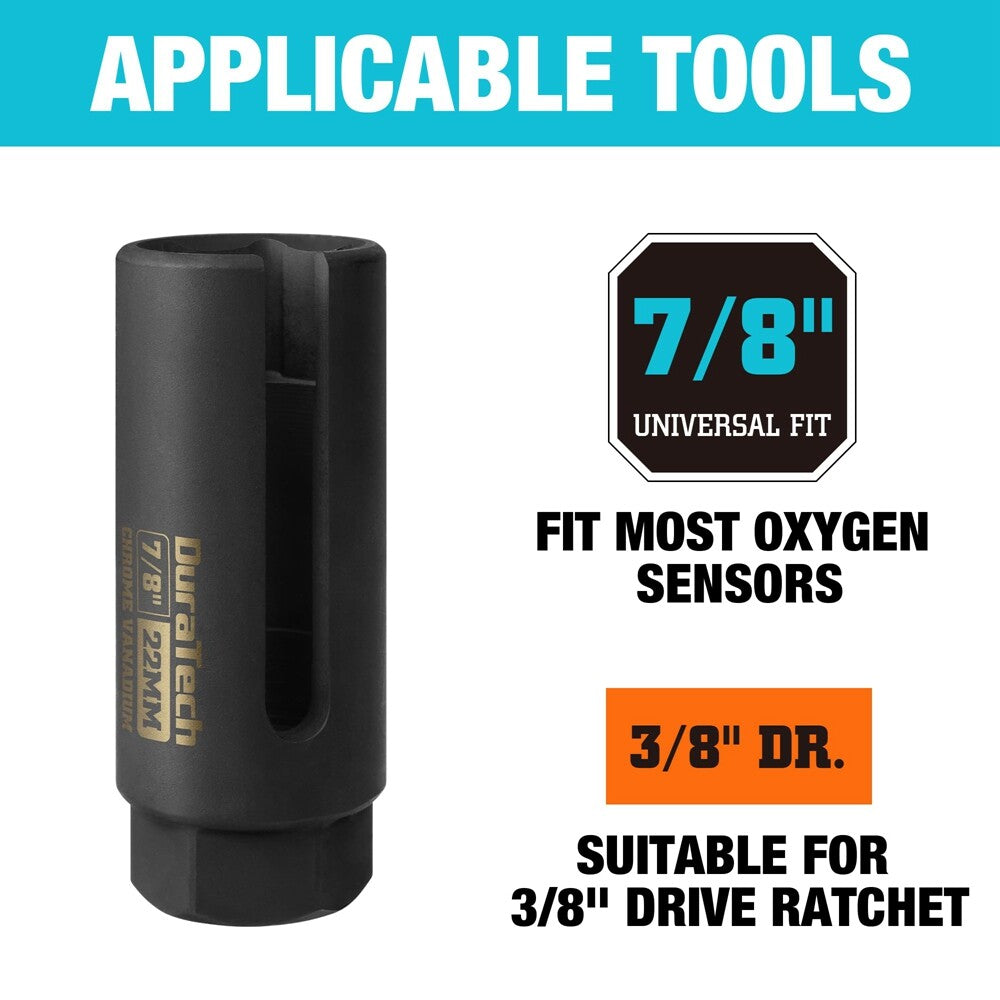 3/8" Dr 7/8" 22mm O2 Oxygen Sensor Socket Wrench Remover Installer