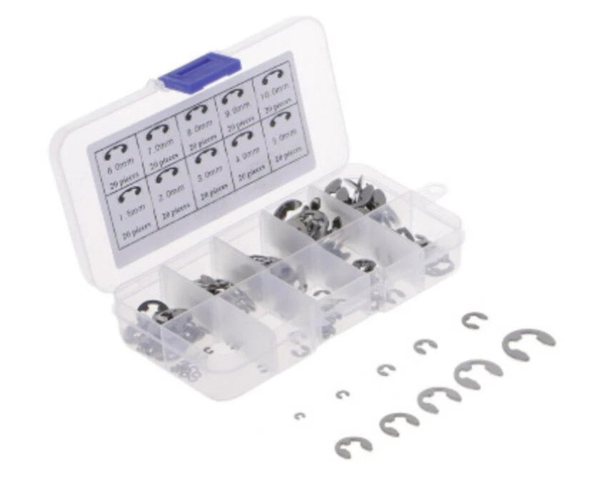 304 Stainless Steel 400pc E-Clip Circlips Snap Assortment Metric Size: 1.5-15mm
